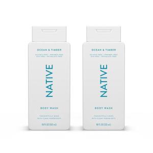 imageNative Body Wash Contains Naturally Derived Ingredients  For Women ampamp Men Sulfate Paraben ampamp Dye Free Leaving Skin Soft and Hydrating  Cashmere ampamp Rain 18 oz  2 PkOcean  Timber