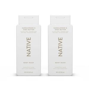 imageNative Body Wash Contains Naturally Derived Ingredients  For Women ampamp Men Sulfate Paraben ampamp Dye Free Leaving Skin Soft and Hydrating  Cashmere ampamp Rain 18 oz  2 PkSandalwood  Shea Butter