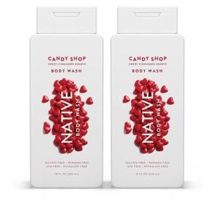 imageNative Body Wash for Men ampamp Women Seasonal  Sulfate Paraben and Dye Free with Naturally Derived Clean Ingredients Leaving Skin Soft and Hydrating Sweet Cinnamon Hearts 18 oz  2 PkSweet Cinnamon Hearts  2 Pk