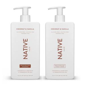 imageNative Coconut ampamp Vanilla Shampoo and Conditioner Contain Naturally Derived Ingredients  All Hair Types Color ampamp Treated Fine to Dry Damaged Sulfate ampamp Dye Free  2Pack