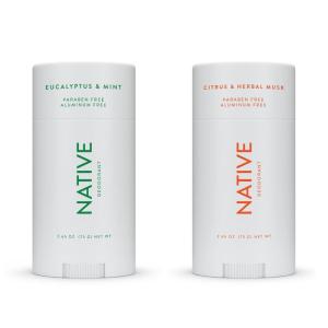 imageNative Deodorant  Natural Deodorant for Women and Men Aluminum Free with Baking Soda Probiotics Coconut Oil and Shea Butter  Eucalyptus ampamp Mint and Citrus ampamp Herbal Musk  Variety Pack of 2