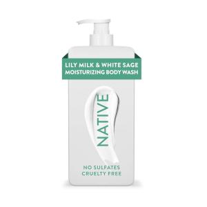 imageNative Moisturizing Body Wash Contains Naturally Derived Ingredients  For Women ampamp Men Sulfate Paraben ampamp Dye Free Leaving Skin Soft and Hydrated  Lily Milk ampamp White Sage 18 ozLily Milk  White Sage