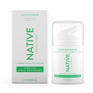 imageNative Moisturizing Daily Facial Moisturizer Gentle Face Lotion Hydrating Cream for Women and Men with Vitamin B3 ampamp Coconut Lightweight Non Greasy Formula  17 fl ozSensitive  Aloe  Vitamin B3