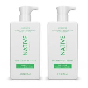 imageNative Moisturizing Face Wash Spa Day Every Day Facial Cleanser 2 Pack  Daily Face Cleaner for Radiant and Bright Skin Coconut ampamp Vanilla 12 fl ozUnscented