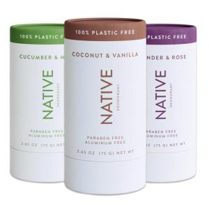imageNative Plastic Free Deodorant Contains Naturally Derived Ingredients 72 Hour Odor Control  Deodorant for Women and Men Aluminum Free with Baking Soda Coconut Oil and Shea Butter  Lavender ampamp Rose3 Ct  Classic  Plastic Free
