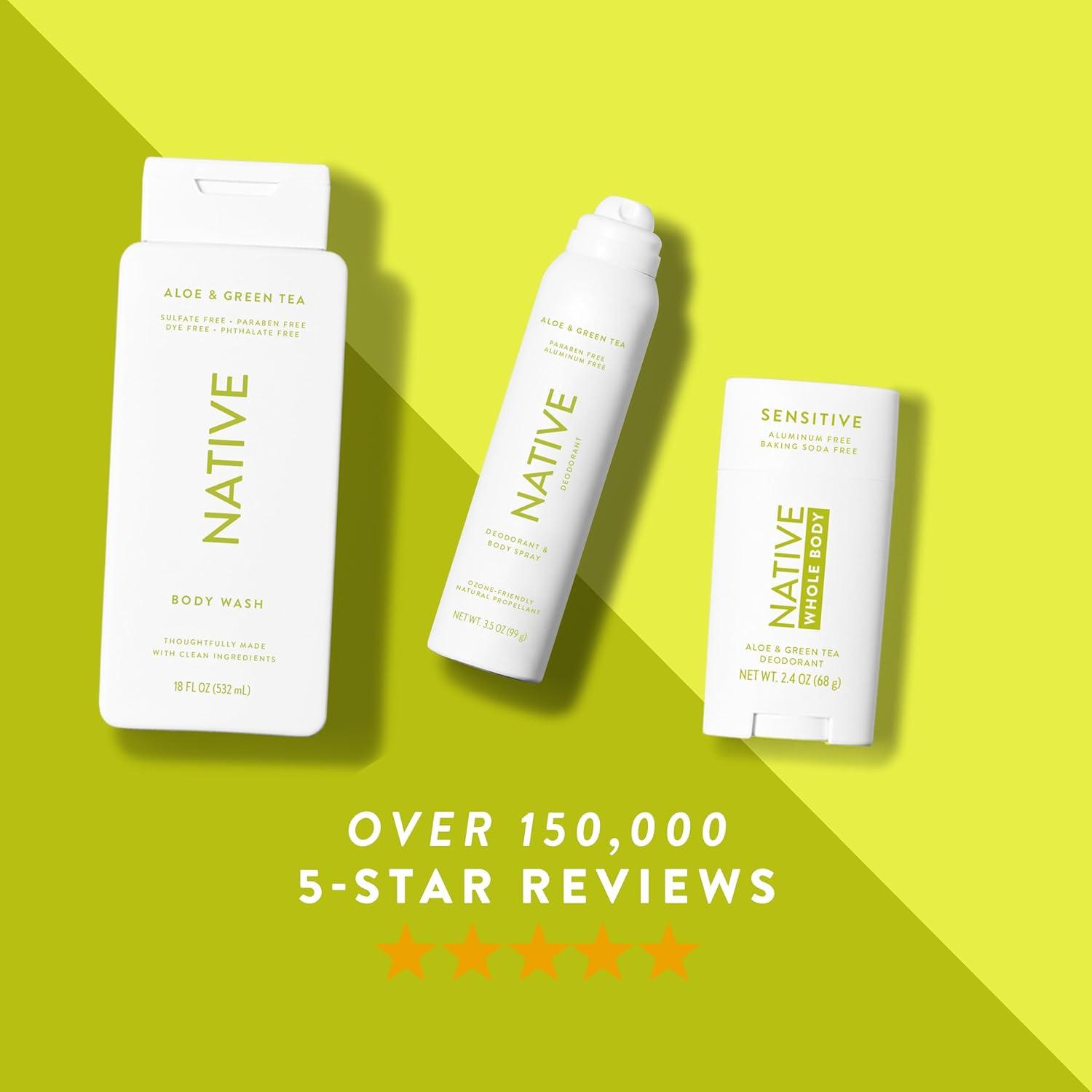 imageNative Deodorant ampamp Body Spray Contains Naturally Derived Ingredients  Deodorant for Women and Men All Day Odor Protection Aluminum and Hydrocarbon Propellant Free  Cucumber ampamp MintAloe  Green Tea