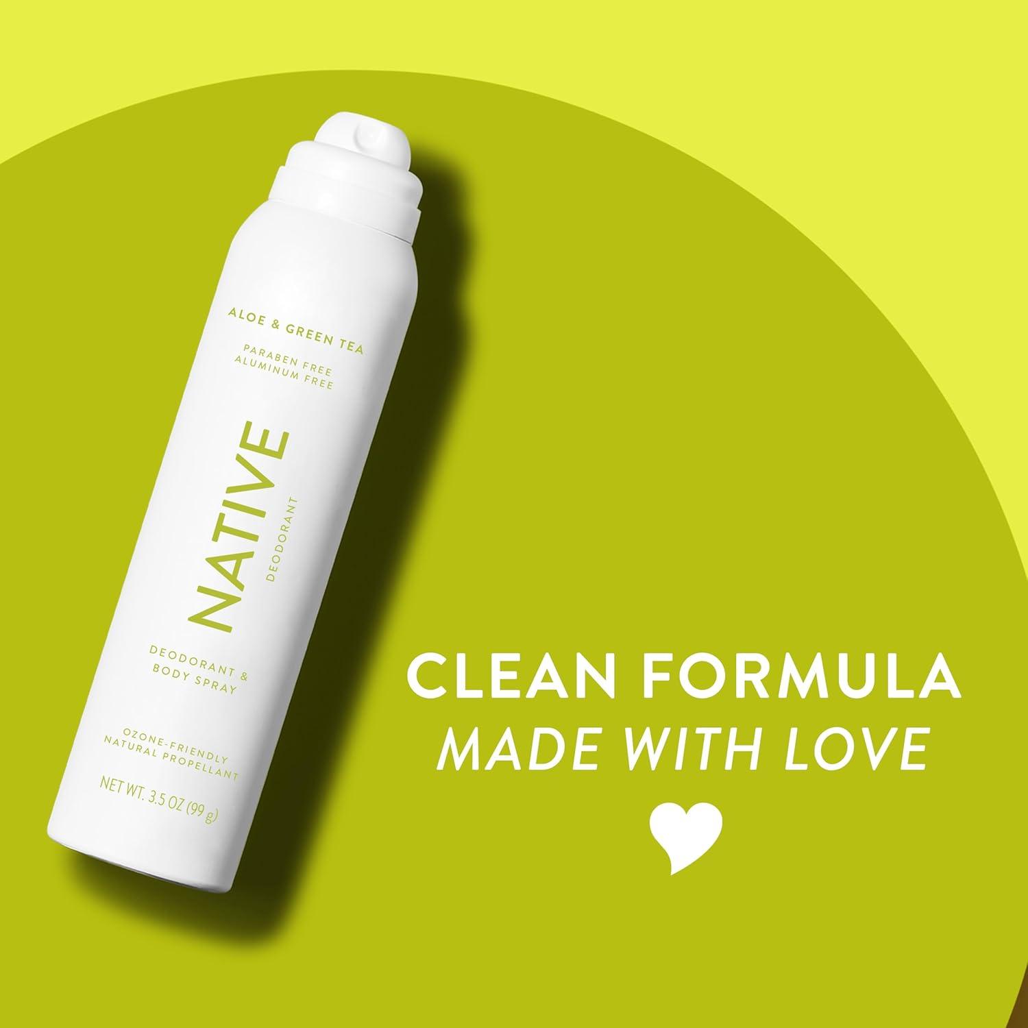 imageNative Deodorant ampamp Body Spray Contains Naturally Derived Ingredients  Deodorant for Women and Men All Day Odor Protection Aluminum and Hydrocarbon Propellant Free  Cucumber ampamp MintAloe  Green Tea