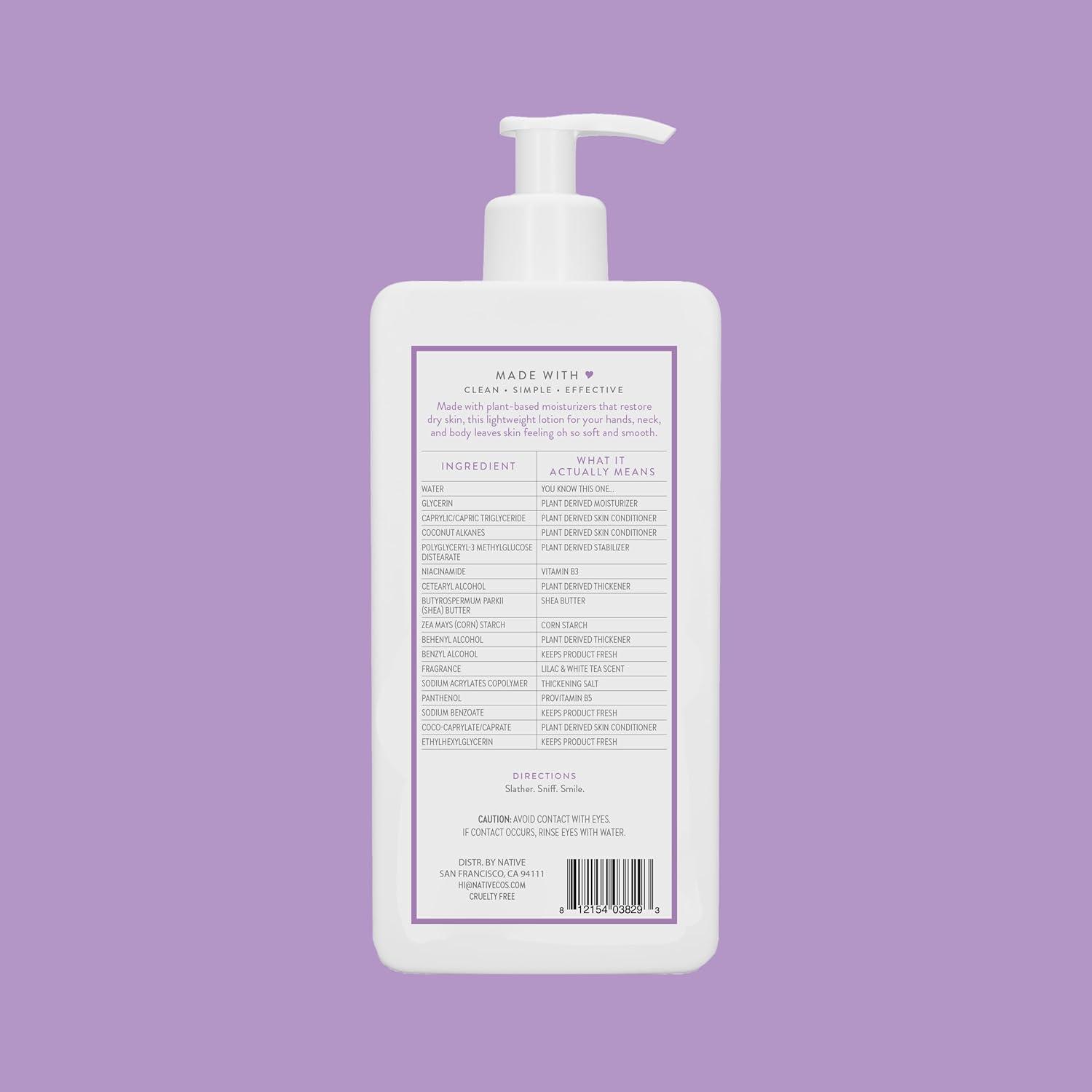 imageNative Body Lotion Contains Naturally Derived PlantBased Moisturizers for Women and Men  Restores Dry Skin Lilac ampamp White Tea 165 fl ozLilac  White Tea