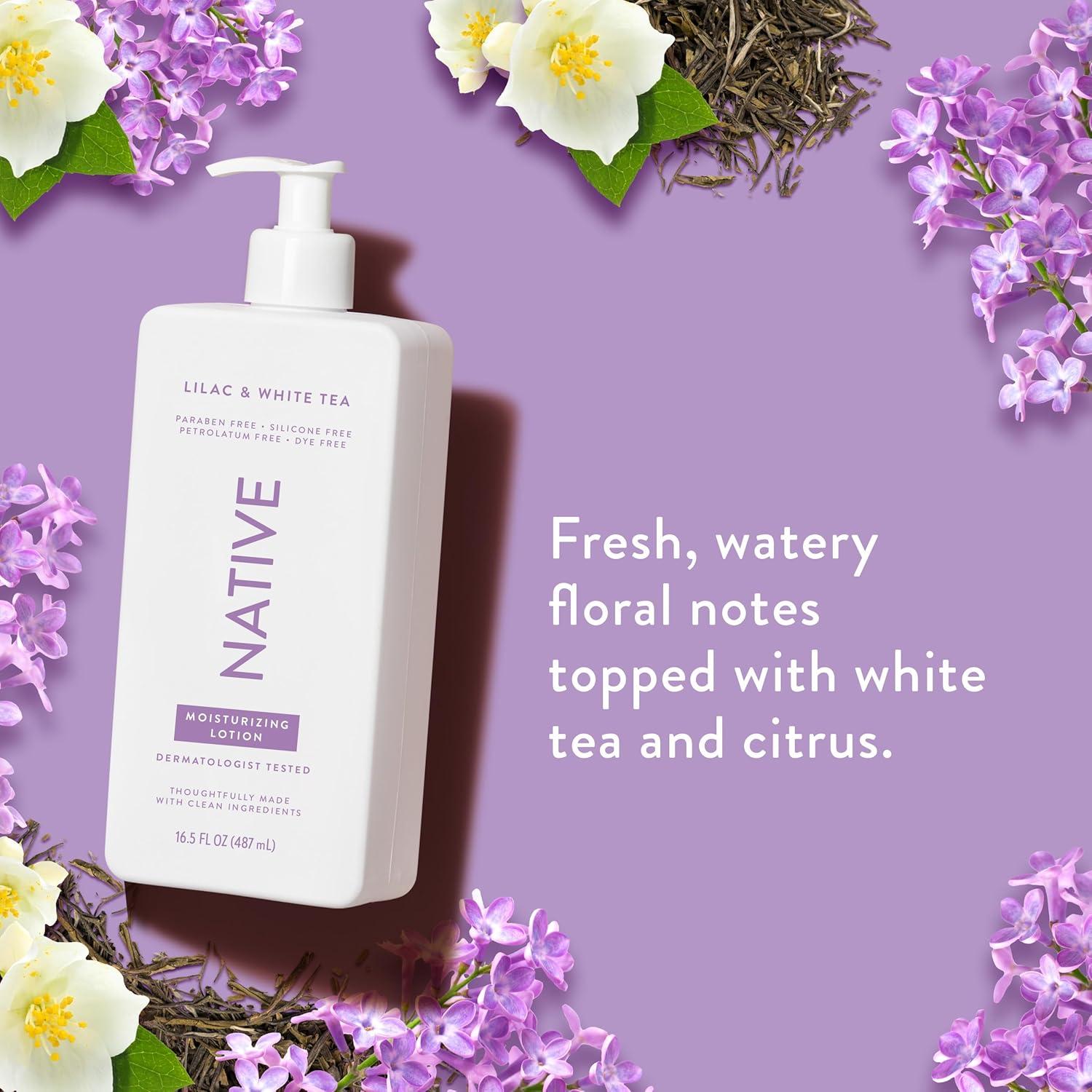 imageNative Body Lotion Contains Naturally Derived PlantBased Moisturizers for Women and Men  Restores Dry Skin Lilac ampamp White Tea 165 fl ozLilac  White Tea