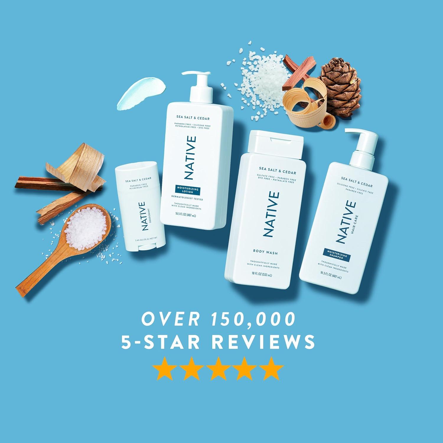 imageNative Body Lotion Contains Naturally Derived PlantBased Moisturizers for Women and Men  Restores Dry Skin Lilac ampamp White Tea 165 fl ozSea Salt  Cedar